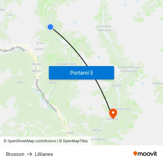 Brusson to Lillianes map