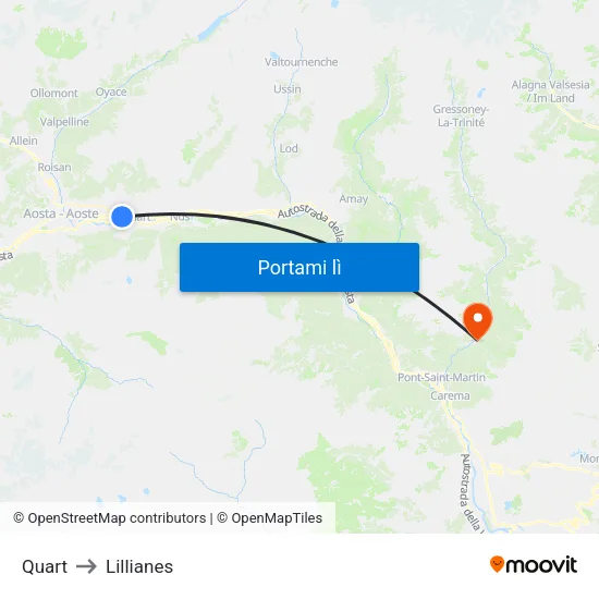 Quart to Lillianes map