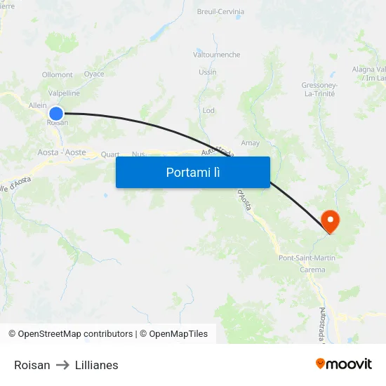 Roisan to Lillianes map