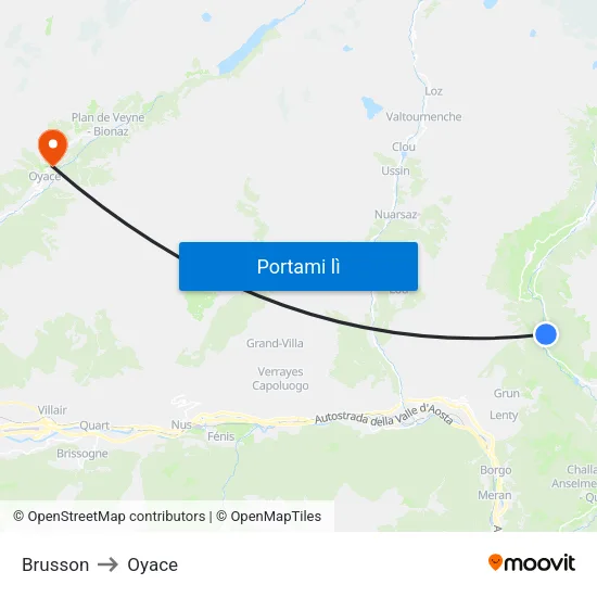 Brusson to Oyace map
