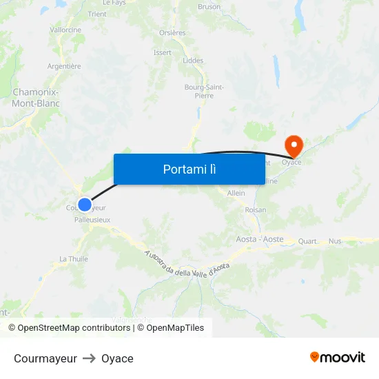 Courmayeur to Oyace map