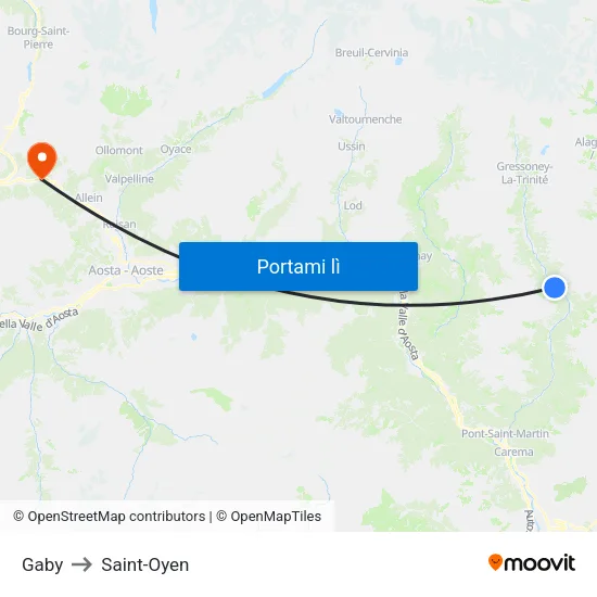 Gaby to Saint-Oyen map