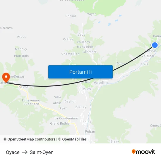 Oyace to Saint-Oyen map