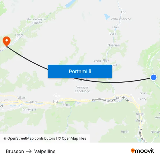 Brusson to Valpelline map