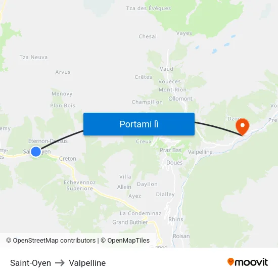Saint-Oyen to Valpelline map