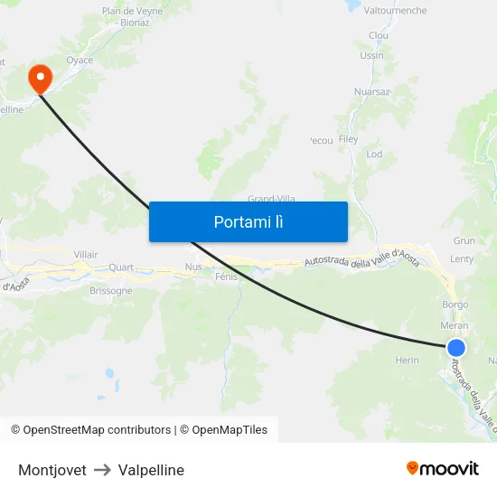 Montjovet to Valpelline map