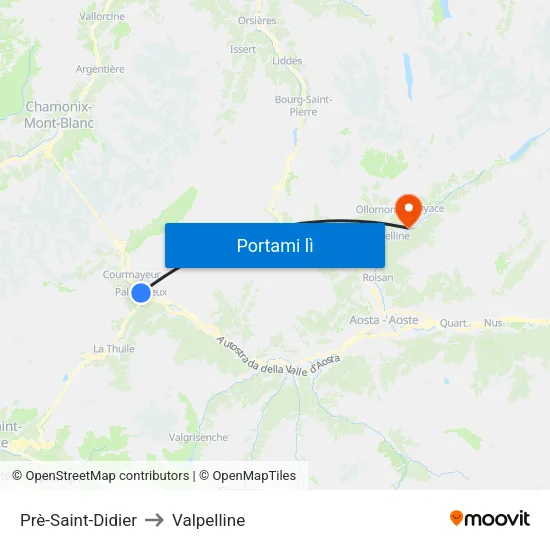 Prè-Saint-Didier to Valpelline map