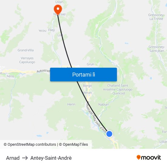 Arnad to Antey-Saint-Andrè map