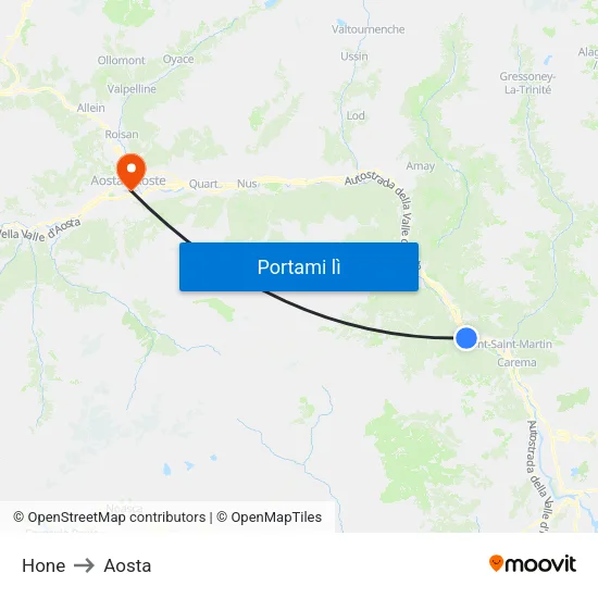 Hone to Aosta map