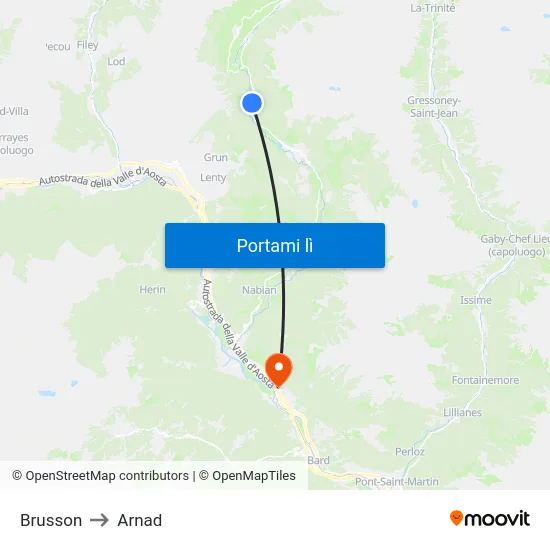 Brusson to Arnad map