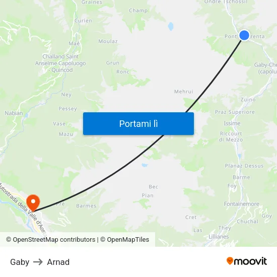 Gaby to Arnad map
