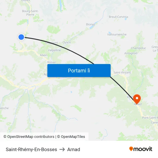 Saint-Rhémy-En-Bosses to Arnad map