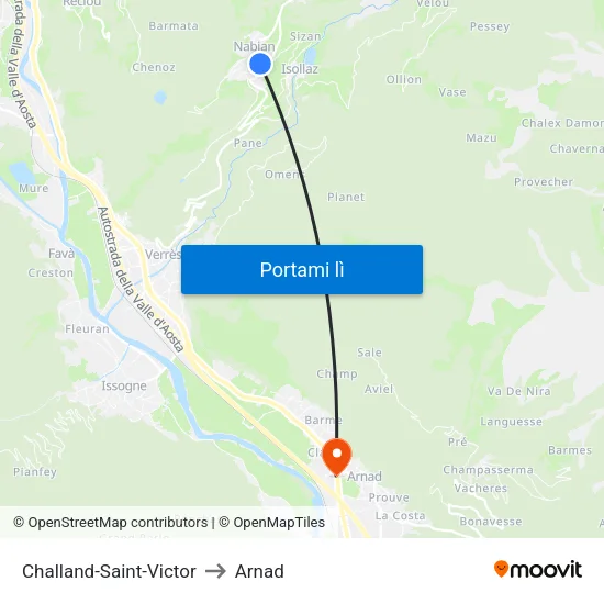 Challand-Saint-Victor to Arnad map