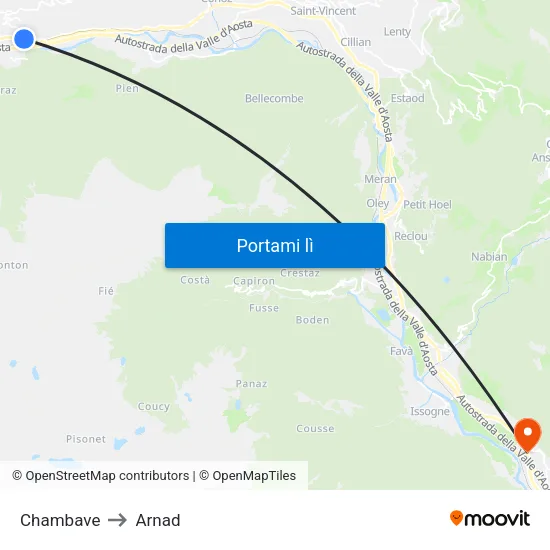 Chambave to Arnad map