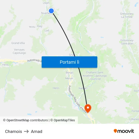 Chamois to Arnad map