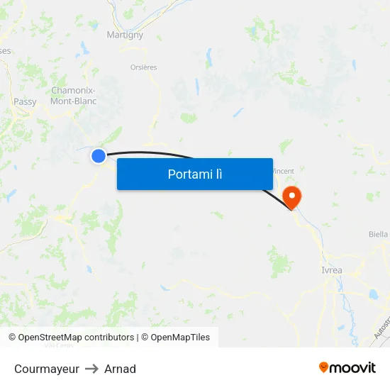 Courmayeur to Arnad map