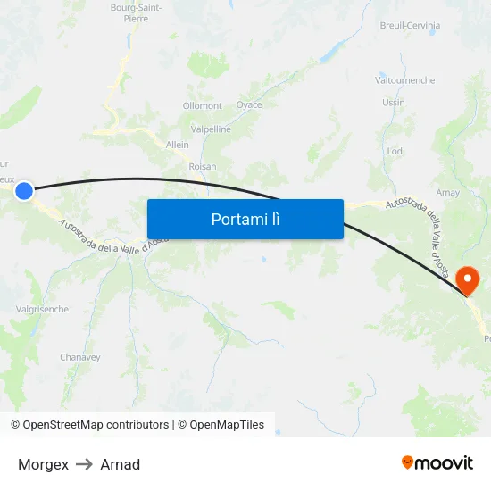 Morgex to Arnad map