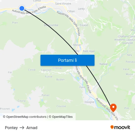 Pontey to Arnad map