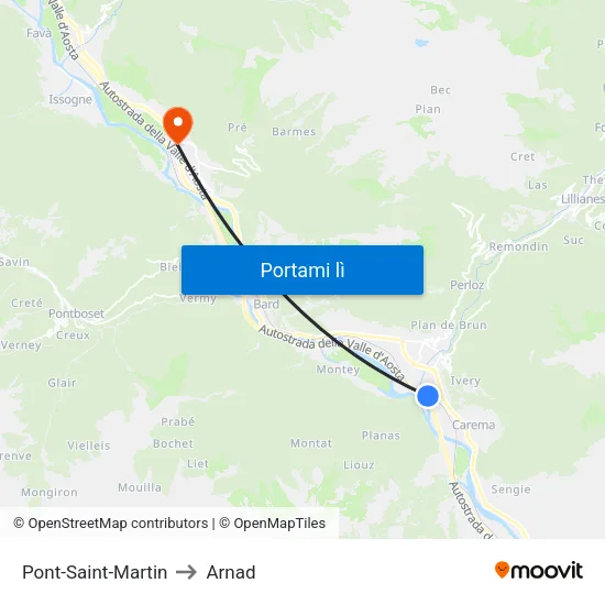 Pont-Saint-Martin to Arnad map