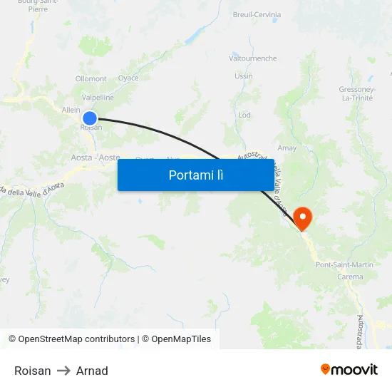 Roisan to Arnad map