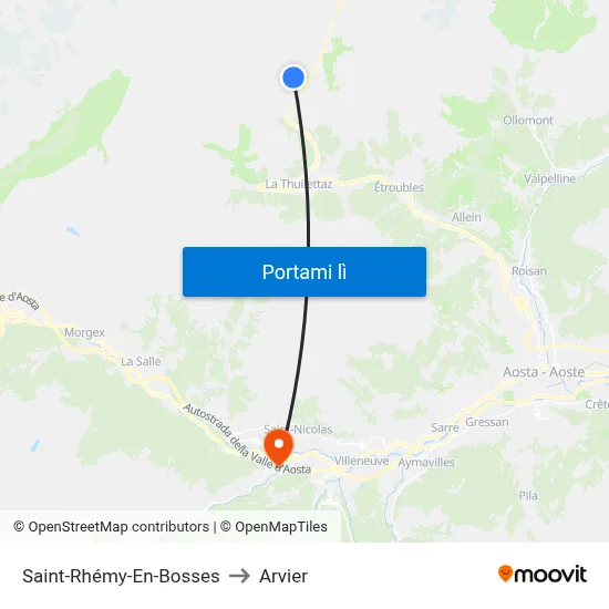 Saint-Rhémy-En-Bosses to Arvier map