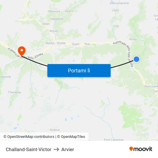 Challand-Saint-Victor to Arvier map