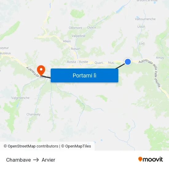 Chambave to Arvier map