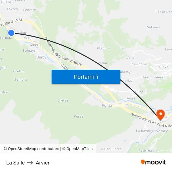 La Salle to Arvier map
