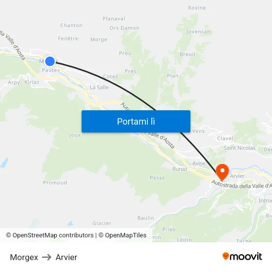 Morgex to Arvier map