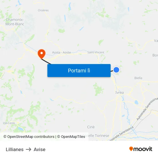 Lillianes to Avise map