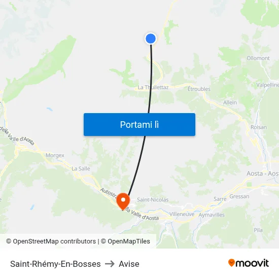 Saint-Rhémy-En-Bosses to Avise map