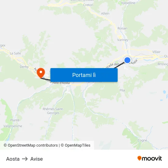 Aosta to Avise map