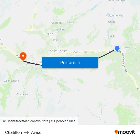 Chatillon to Avise map