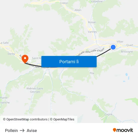 Pollein to Avise map