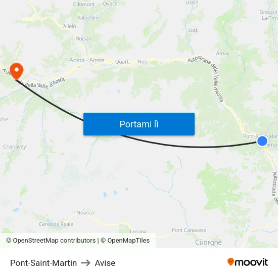 Pont-Saint-Martin to Avise map