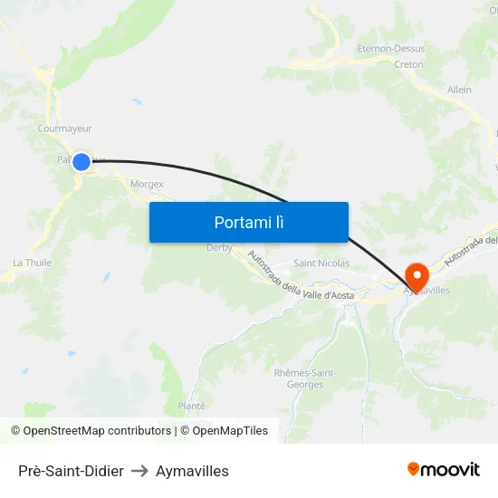 Prè-Saint-Didier to Aymavilles map