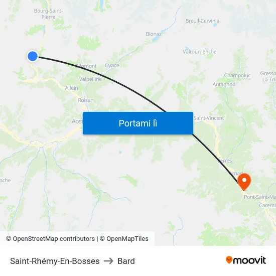 Saint-Rhémy-En-Bosses to Bard map