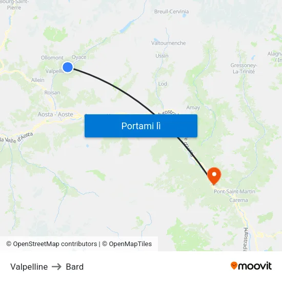 Valpelline to Bard map