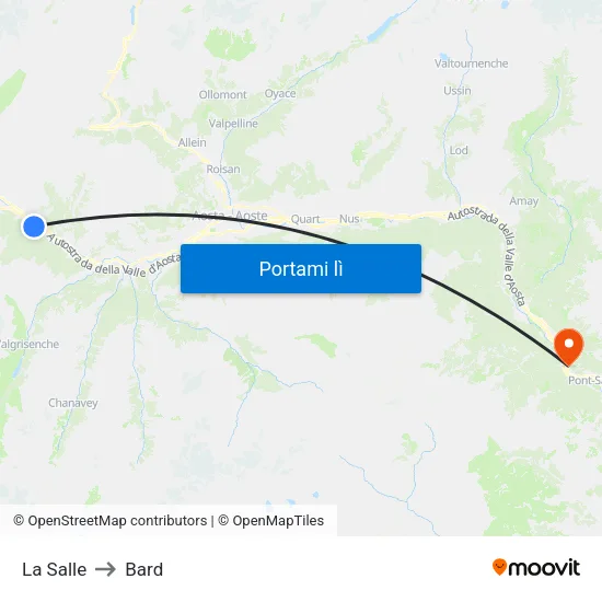 La Salle to Bard map