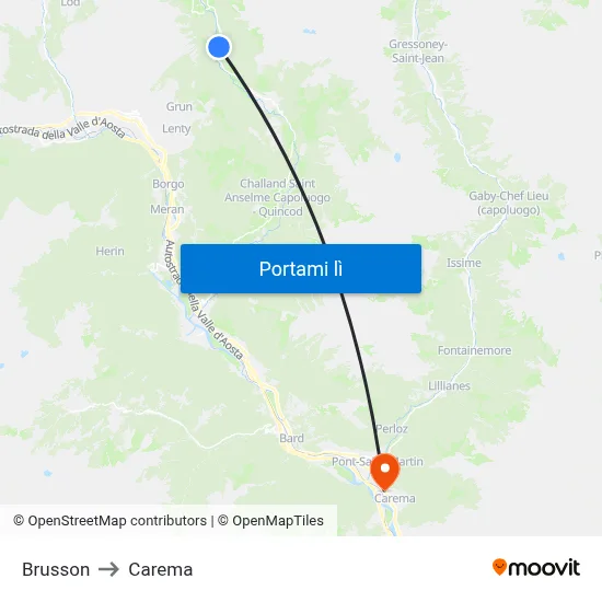 Brusson to Carema map