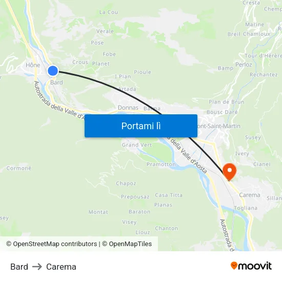 Bard to Carema map