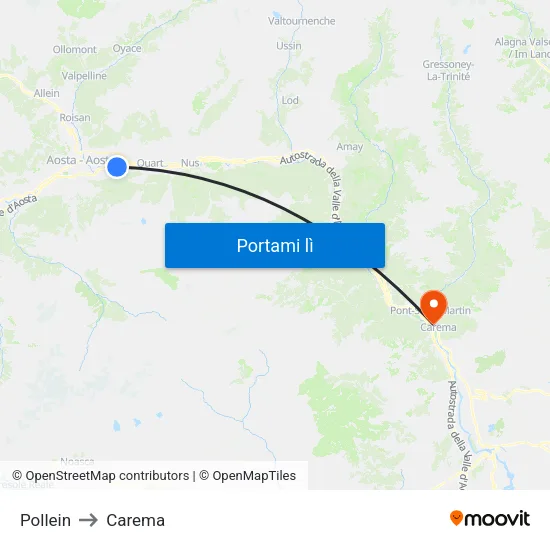 Pollein to Carema map
