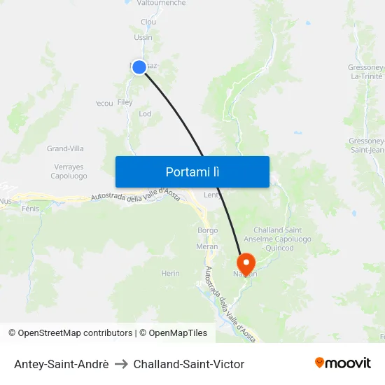 Antey-Saint-Andrè to Challand-Saint-Victor map