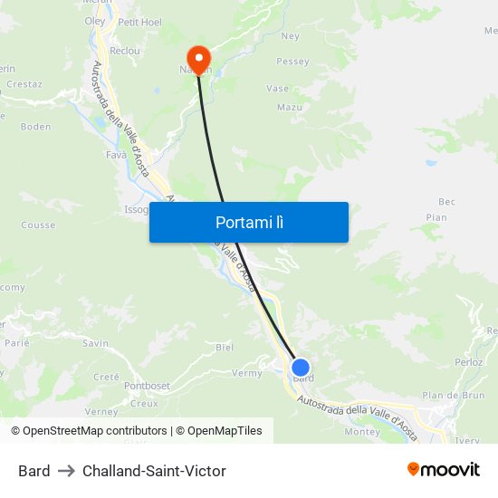 Bard to Challand-Saint-Victor map