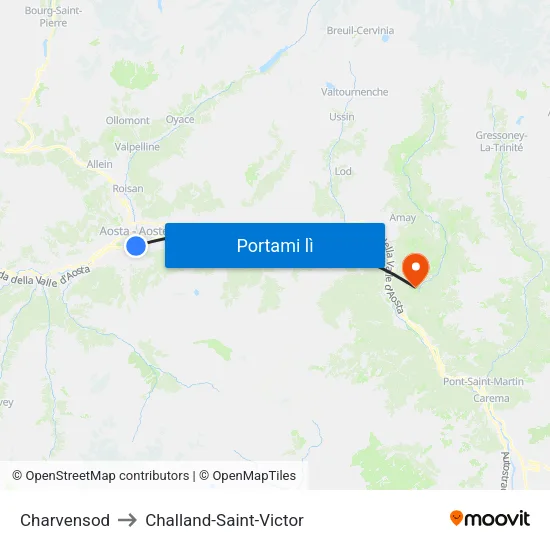 Charvensod to Challand-Saint-Victor map