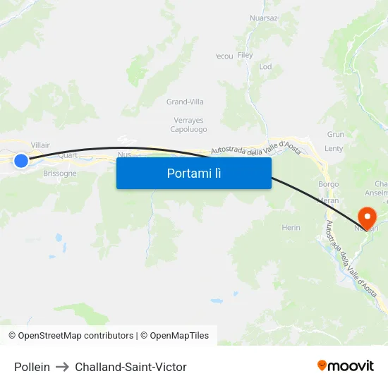 Pollein to Challand-Saint-Victor map