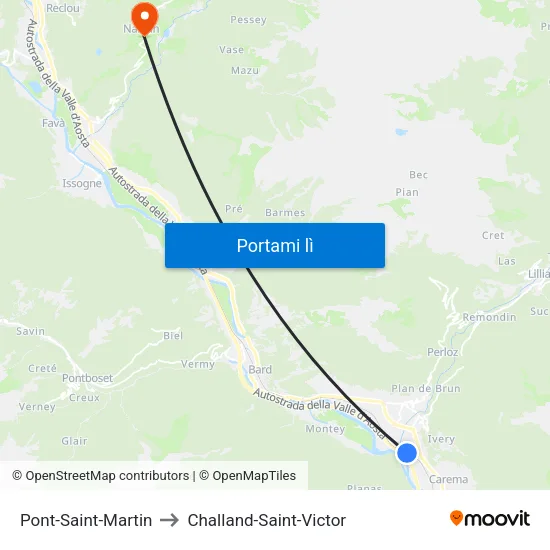 Pont-Saint-Martin to Challand-Saint-Victor map