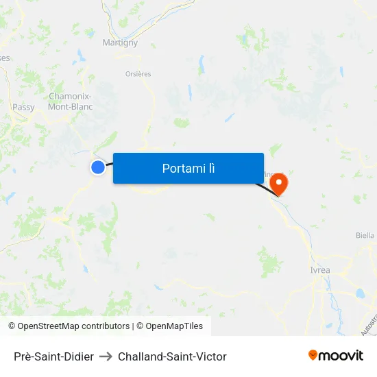 Prè-Saint-Didier to Challand-Saint-Victor map