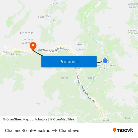 Challand-Saint-Anselme to Chambave map