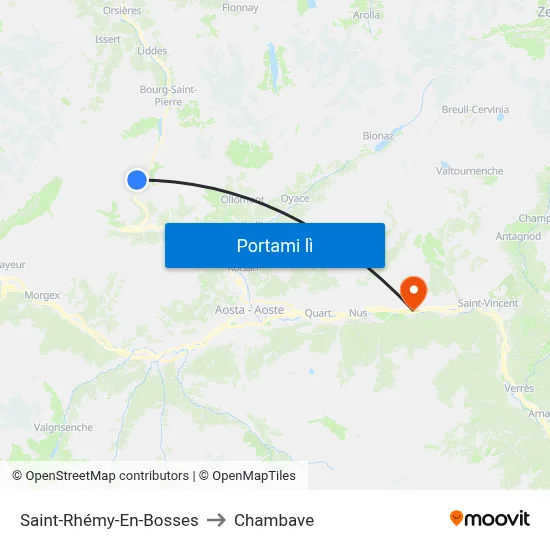 Saint-Rhémy-En-Bosses to Chambave map